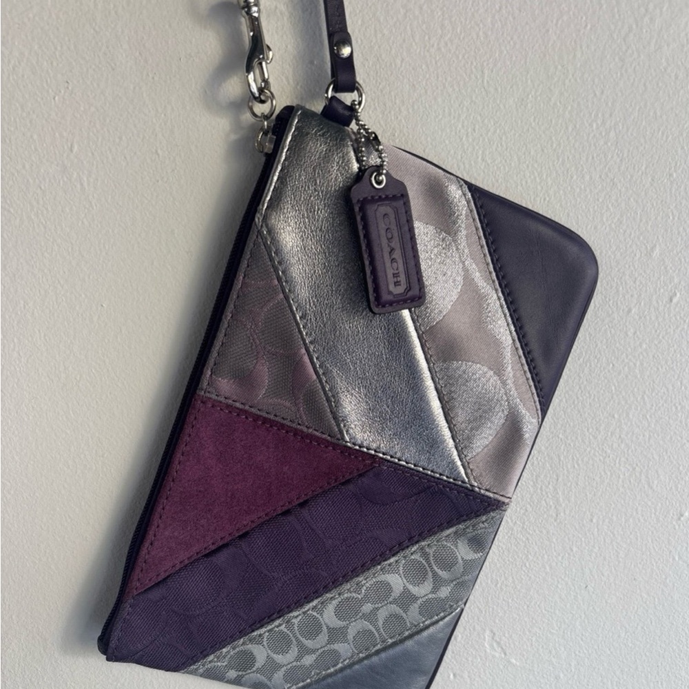 Coach Purple and Silver Wristlet
